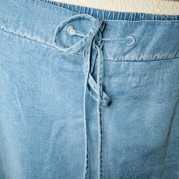 NWT Coldwater Creek Denim Chambray Light Indigo Drawstring Crochet Midi Skirt 3X - Picture 4 of 8